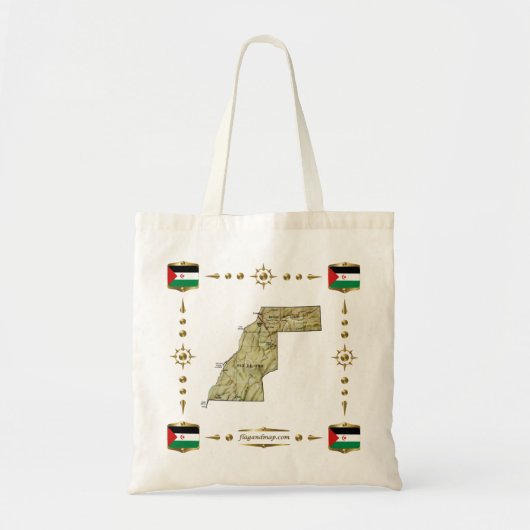 Westerne Sahara Map + Flags Bag Tote Bag (Voorkant)