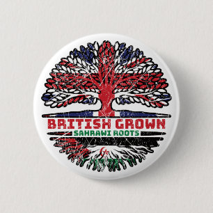 Westerne Sahara Sahrawi - Brits - vlag over boomko Ronde Button 5,7 Cm