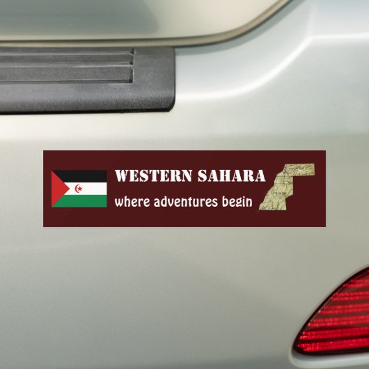 Westerne Sahara-vlag + Kaart-Bumpersticker Bumpersticker (Op auto)