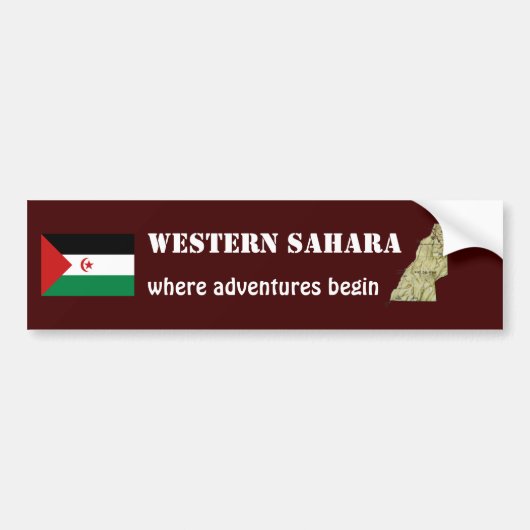 Westerne Sahara-vlag + Kaart-Bumpersticker Bumpersticker (Voorkant)