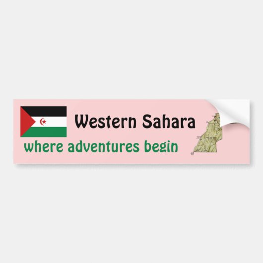 Westerne Sahara-vlag + Kaart-Bumpersticker Bumpersticker (Voorkant)