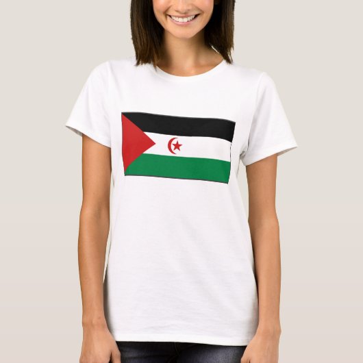Westerne Sahara-vlag x kaart T-Shirt (Voorkant)