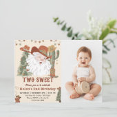 Westerne Santa Cookies Twee lieve kerstfoto's Kaart (Staand voorkant)