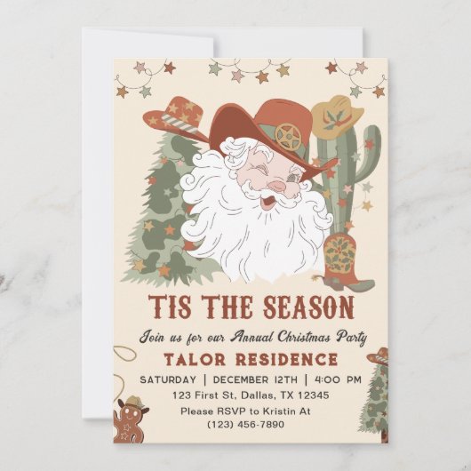 Westerne Santa Tis Het Seizoen Kerstfeest Kaart (Voorkant)