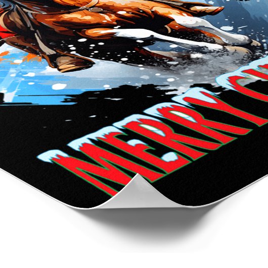 Westerne Santa Vrolijk Kerstfeest Poster (Hoek)