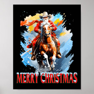 Westerne Santa Vrolijk Kerstfeest Poster