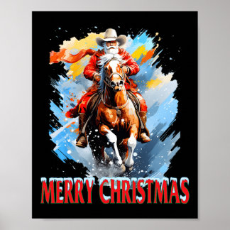 Westerne Santa Vrolijk Kerstfeest Poster