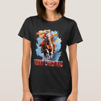 Westerne Santa Vrolijk Kerstfeest T-shirt