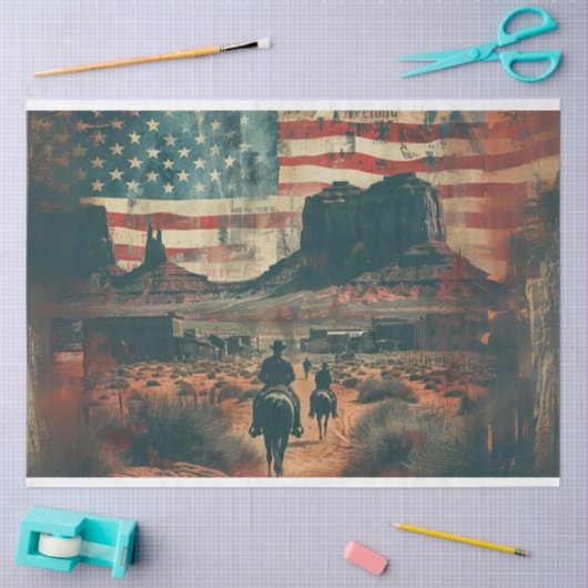 Westerne scène sterren stripes decoupage tissuepapier (Craft)