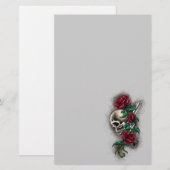 Westerne schedel met rode rozen en revolver pompje briefpapier (Voorkant / Achterkant)