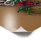 Westerne schedel met rode rozen en revolver pompje foto afdruk (Hoek)