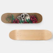 Westerne schedel met rode rozen en revolver pompje skateboard (Horizontaal)