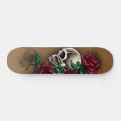 Westerne schedel met rode rozen en revolver pompje skateboard (Horizontaal)