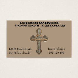 Westerne schuur houten kruis met touw visitekaartje