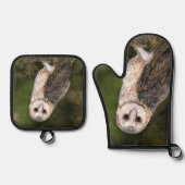 Westerne Schuur Uil Mitt & Pot Holder Set (Voorkant)