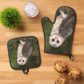 Westerne Schuur Uil Mitt & Pot Holder Set (Top down)