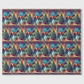 Westerne schuur wasbeer decoreren kerstboom cadeaupapier (Vlak)