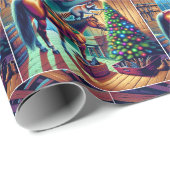 Westerne schuur wasbeer decoreren kerstboom cadeaupapier (Rol Hoek)