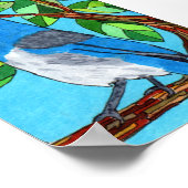 Westerne scrub Jay Mini Folk Art Poster (Hoek)