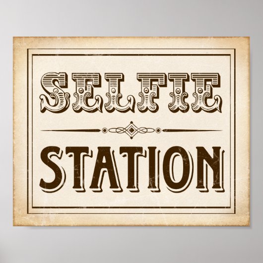  Westerne SELFIE STATION Sign Print (Voorkant)