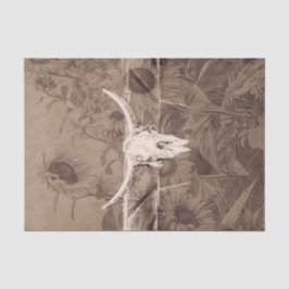 Westerne Sepia Brown Sunflower Bull Skull Tissuepapier