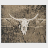 Westerne Sepia Brown Texture Cowboy Bull Skull Cadeaupapier (Vlak)