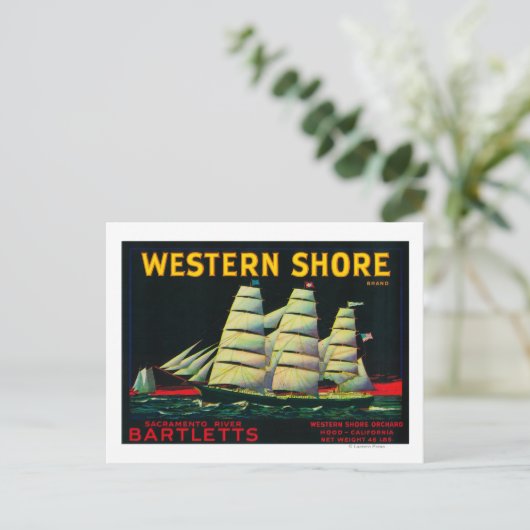 Westerne Shore Pear Crate LabelHood, CA Briefkaart (Staand voorkant)