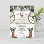 Westerne Silver en Black Charra Boots 15 anos Kaart (Staand voorkant)