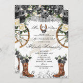 Westerne Silver en Black Charra Boots 15 anos Kaart (Voorkant / Achterkant)