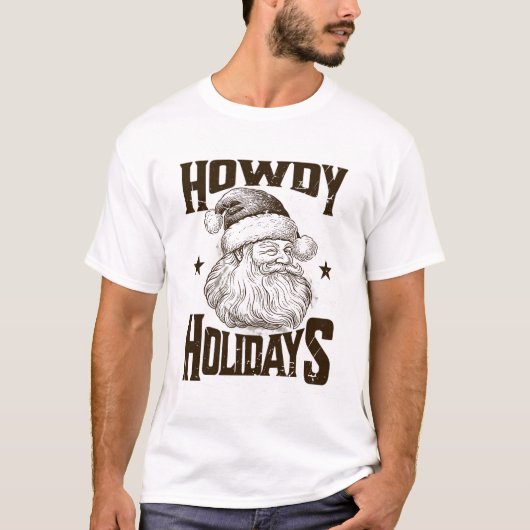 Westerne Sinterklaas in Leuke Howdy Feestdagen T-shirt (Voorkant)
