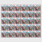 Westerne Sinterklaas Paardrijden Kerstmis Cadeaupapier (Vlak)