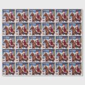 Westerne Sinterklaas Paardrijden Kerstmis Cadeaupapier (Vlak)