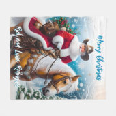 Westerne Sinterklaas Paardrijden Kerstmis Fleece Deken (Voorkant (Horizontaal))