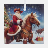 Westerne Sinterklaas Paardrijden Kerstmis Glas Ornament (Achterkant)