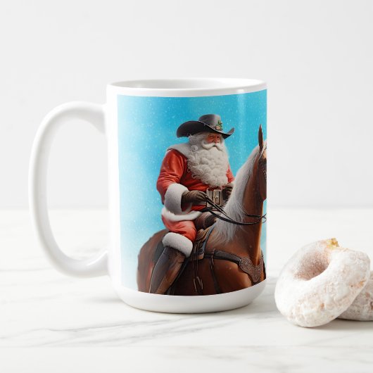 Westerne Sinterklaas Paardrijden Kerstmis Koffiemok (Met donut)