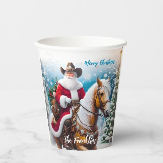 Westerne Sinterklaas Paardrijden Kerstmis Papieren Bekers (Voorkant)