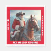 Westerne Sinterklaas Paardrijden Kerstmis Servet (Voorkant)