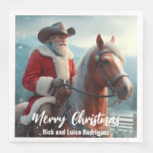 Westerne Sinterklaas Paardrijden Kerstmis Servet (Voorkant)