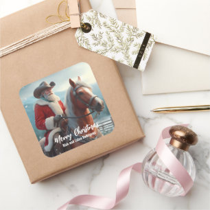 Westerne Sinterklaas Paardrijden Kerstmis Vierkante Sticker