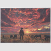 Westerne Sky Cowboy Trail Ride Decoupage Tissuepapier (Voorkant)