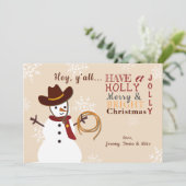 Westerne sneeuwman vakantie Kaart (Staand voorkant)