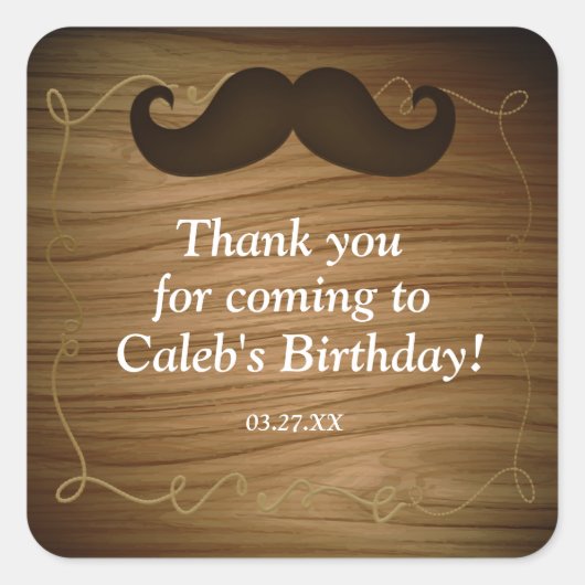 Westerne snor houten verjaardagsfeestje Sticker la (Voorkant)