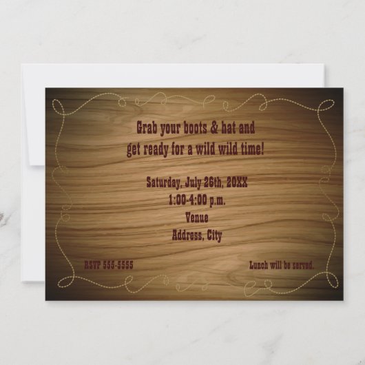 Westerne snor wilde verjaardagsfeestuitnodigingen kaart (Achterkant)