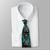 Westerne Southern Brown Turquoise Sugar Skull Stropdas (Gebonden)