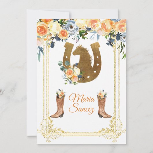Westerne Spaans-goudboeken Quinceañera Invit Kaart (Achterkant)