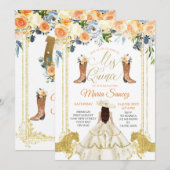 Westerne Spaans-goudboeken Quinceañera Invit Kaart (Voorkant / Achterkant)