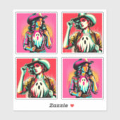 Westerne Spooky Cowgirls met Ghost Stickers (Vel)