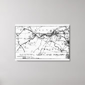 Westerne spoorweg 1920 - kaart canvas afdruk (Voorkant)