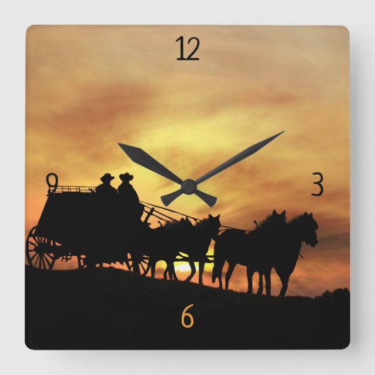 Westerne staatscoach vierkante klok (Voorkant)