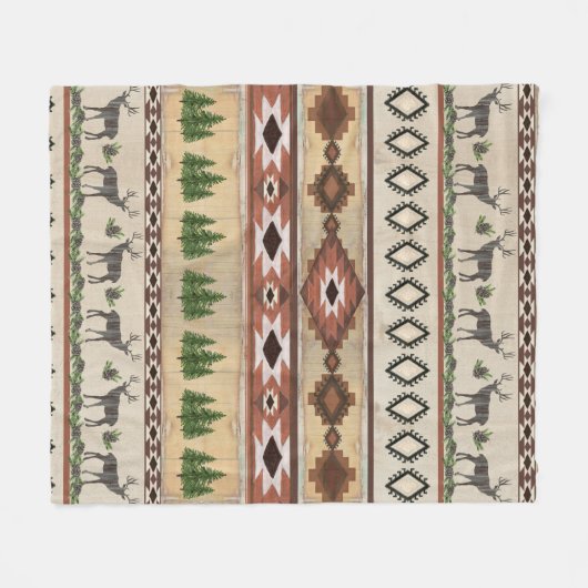 Westerne stammen van de Deer Hunting Rustic Mounta Fleece Deken (Voorkant (Horizontaal))